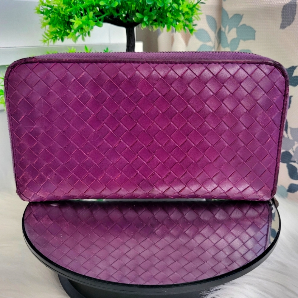 BOTTEGA VENETA Intrecciato Zip Around Long Wallet Genuine Leather